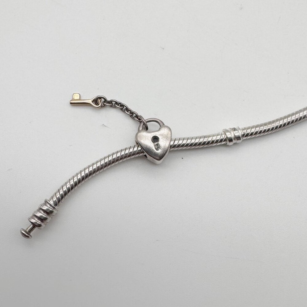 Authentic Pandora Charms,Sterling Silver, 14k Gold Key to My Heart Padlock Lock